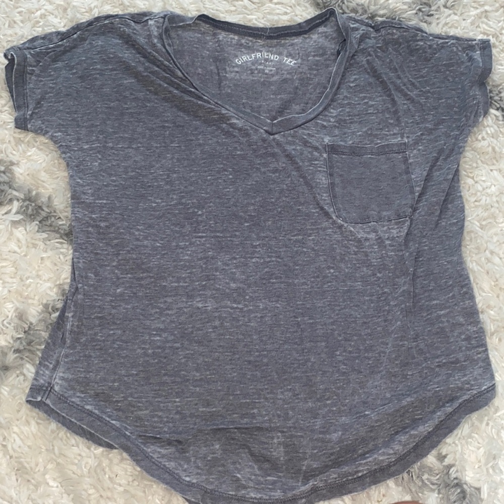Gray V-neck T-shirt